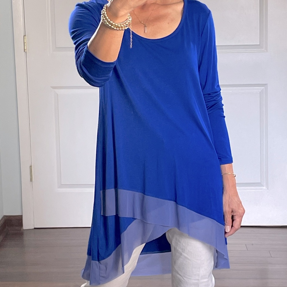 Cupio Royal Blue Viscose Top Tunic Size M NWT - Picture 3 of 10